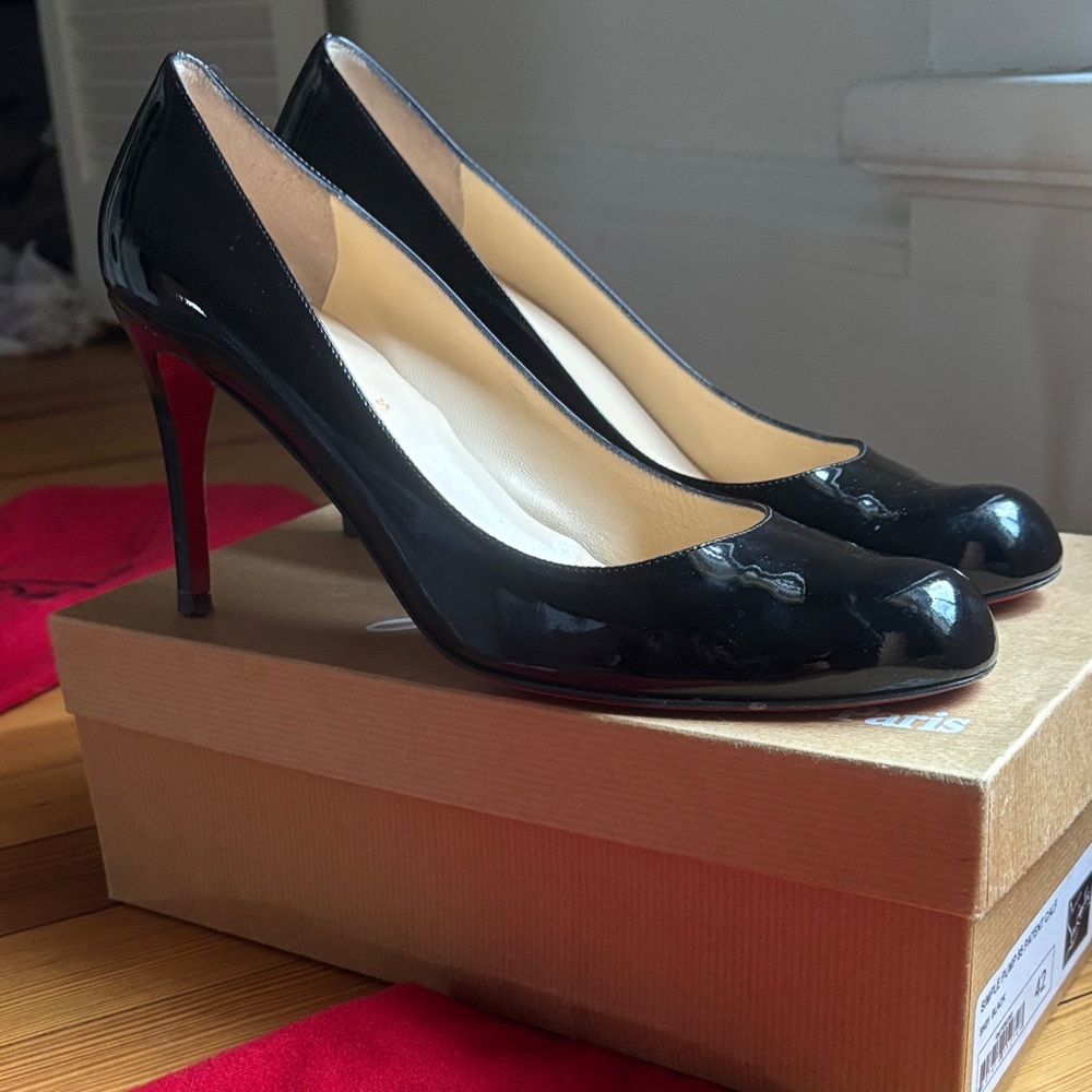 Christian Louboutin Glossy Black Heels with Red Soles